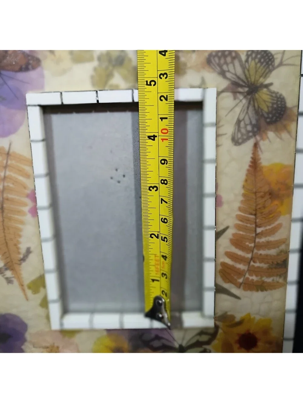 Picture Photo Frame Dried Flowers Paper Butterflies Resin Farmhouse Cottagecore